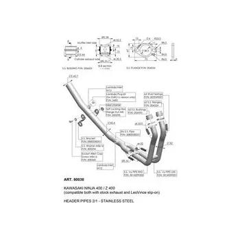 Auto-moto Svody LeoVince KAWASAKI NINJA 400 2022 - 2023 HEADER PIPES