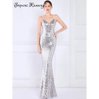 Dámské šaty Dlouhé šaty na svatbu Sequins SQ1035 Barva: Růžová, Velikost: 2XL