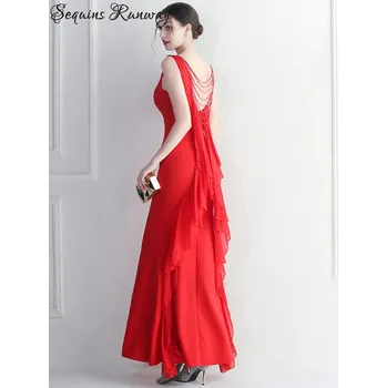 Dámské šaty Maxi plesové šaty Sequins SQ979 Barva: Červená, Velikost: S