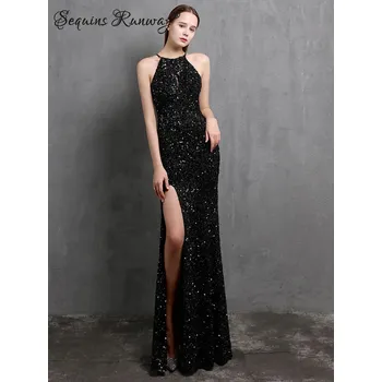 Dámské šaty Plesové šaty dlouhé Sequins SQ1211 Barva: Černá, Velikost: 2XL