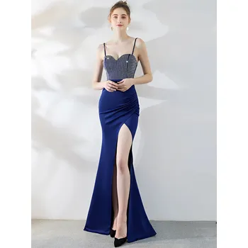 Dámské šaty Maxi svatební šaty Sequins SQ935 Barva: Modrá, Velikost: XL