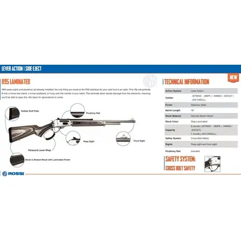 Airsoftová zbraň Rossi Puška opak. Rossi, Mod: R95 Laminated, Ráže: .357 Mag., hl: 18" (458mm), 8 ran, nerez