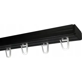 Obraz Černá stropní lišta PVC dvoukolejnicová 3,1 m + sada