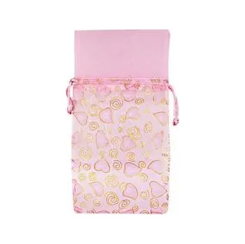 Dárková taška Růžový dárkový sáček se srdíčky - varianta 2