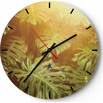 Hodiny Nástěnné hodiny do kuchyně 30x30 Monstera Skleněné hodiny do obýváku Loft Tiché