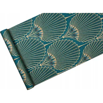 Tapeta Tapeta art-deco TYRKYSOVÁ zlaté palmové listy