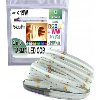LED páska LED COB pásek 784 diod RGBW + WW TEPLÁ BÍLÁ 24V <19W/m 1m
