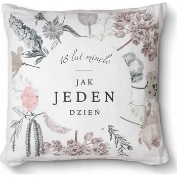 Obraz Polštář jako dárek 40x40 cm - 18 let uteklo jako voda, květiny
