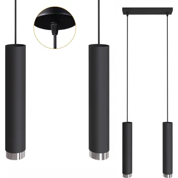 Závěsná stropní lampa Stropní Svítidlo ČERNÁ STŘÍBRNÁ kovová 2xGU10 SPOT TUBA