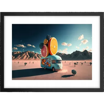Obraz Obraz plakát v černém rámu do obýváku 40x30, fotka karavanu, plakáty na zeď