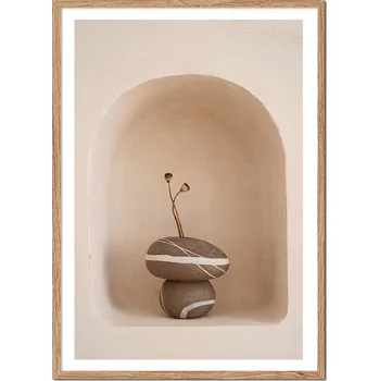 Obraz OBRAZ PLAKÁT V RÁMU 73x53cm kameny béžová JAPANDI JAPONSKO minimalismus P2409