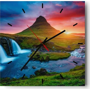 Hodiny Velké nástěnné hodiny 40x40 Krajina Skleněné hodiny Tiché