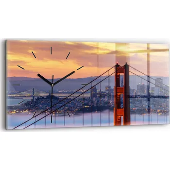 Hodiny Dekorativní nástěnné hodiny s krásnou grafikou 60 cm x 30 cm Most v San Franciscu