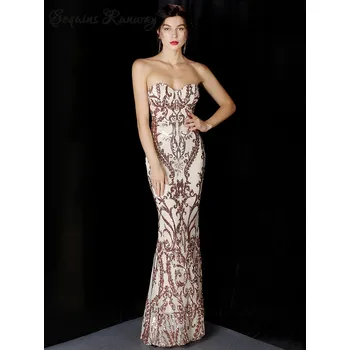 Dámské šaty Plesové šaty dlouhé Sequins SQ1209 Barva: Zlatá, Velikost: M