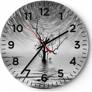 Hodiny Nástěnné hodiny do obýváku 40x40 Abstrakce Kulatý Skleněné hodiny Loft Tiché