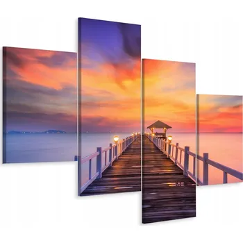 Obraz Čtyřdílný obraz MOŘE Západ Slunce Krajina Mlha 80x50