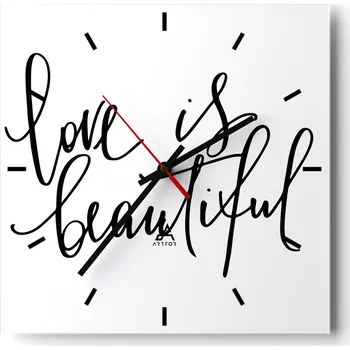 Hodiny Velké nástěnné hodiny 40x40 Typografie Skleněné hodiny Tiché