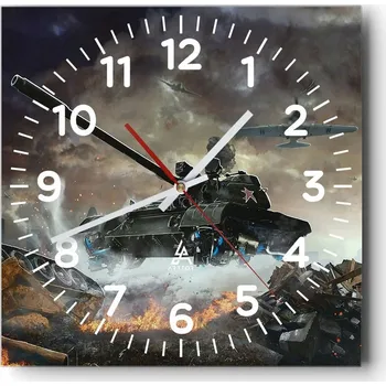 Hodiny Nástěnné hodiny do obýváku 40x40 Militaria Bezhlučné hodiny na skle Tiché