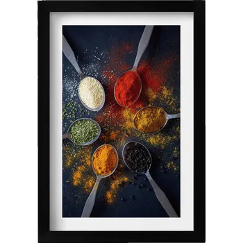 Obraz Obraz v rámu na zeď Lžíce s barevným kořením do kuchyně 20x30 cm
