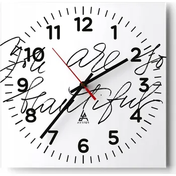 Hodiny Nástěnné hodiny do obýváku 40x40 Typografie Tiché Skleněné hodiny Bez hlučnosti