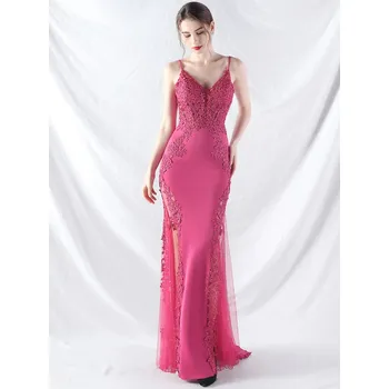 Dámské šaty Sexy dlouhé šaty na společnost Sequins SQ1167 Barva: Fialová, Velikost: S