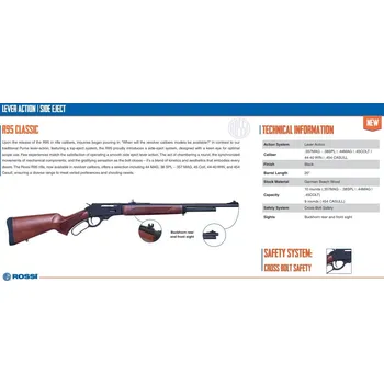 Airsoftová zbraň Rossi Puška opak. Rossi, Model: R95 Classic, Ráže: .357 Mag., hl: 20" (508mm), 10 ran, černá