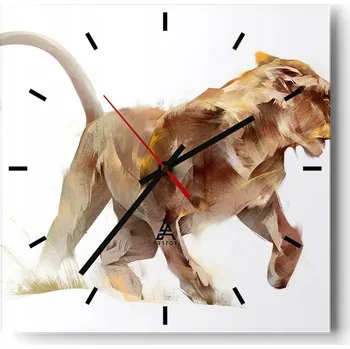 Hodiny Velké nástěnné hodiny 40x40 cm Zvířata Skleněné tiché hodiny