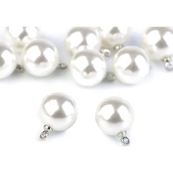 Knoflík Perla s očkem / knoflík Ø11 mm Varianta: 1 perlová stříbrná, Balení: 25 ks