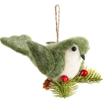 Vánoční ozdoba Zelená vánoční ozdoba na stromeček 17x6 cm - sada 12 ks