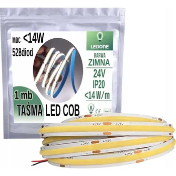 LED páska LED pásek COB VÝKONNÝ 24V 528 LED/m 14W na 1m barva bílá STUDENÁ PRO