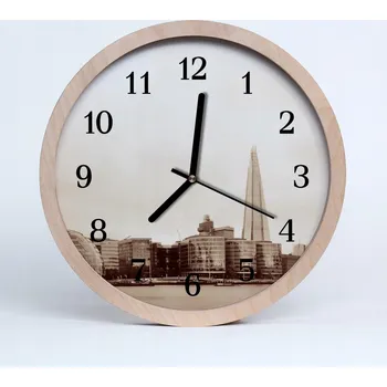 Hodiny Nástěnné hodiny z překližky Tiché Město černo-bílé