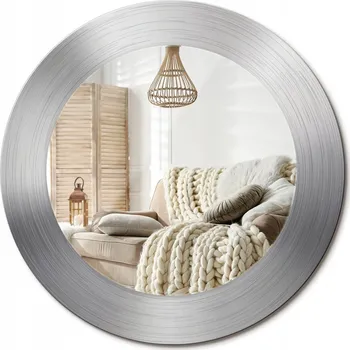 Zrcadlo Loftové závěsné zrcadlo s ozdobným skleněným rámem imitujícím kov, průměr 50 cm