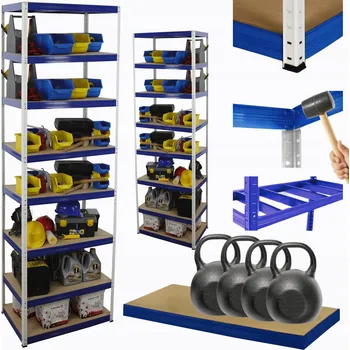 Dílenský regál Kovový regál skladový stojan HELIOS 270x75x45cm 8 polic x 400kg ROBUSTNÍ VYSOKÝ