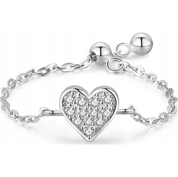 Prsten Nastavitelný prstýnek Fraise se srdíčkem S925 s kubickou zirkonií