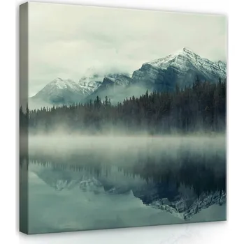 Obraz OBRAZ NA PLÁTNĚ CANVAS 80x80 HORY LES MLHA VODA