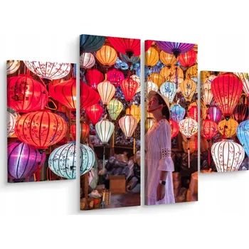 Obraz Čtyřdílný obraz ŽENA Barevné Lampiony 200x150