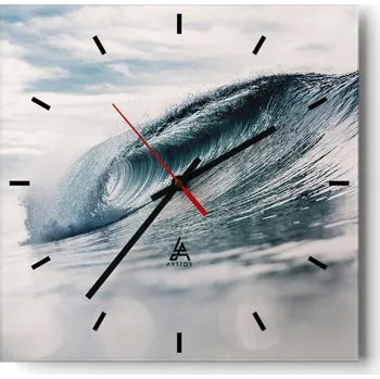 Hodiny Velké nástěnné hodiny 40x40 Vlna Moře Skleněné tiché hodiny