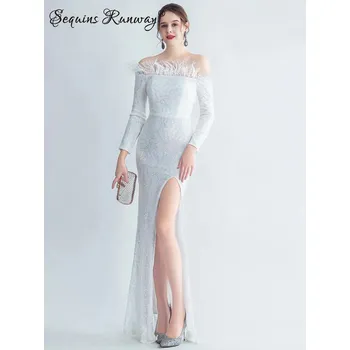 Dámské šaty Večerní šaty dlouhé Sequins SQ1223 Barva: Bílá, Velikost: 2XL