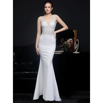 Dámské šaty Dlouhé svatební šaty Sequins SQ1154 Velikost: XL, Barva (Varianta): YEY-18661White