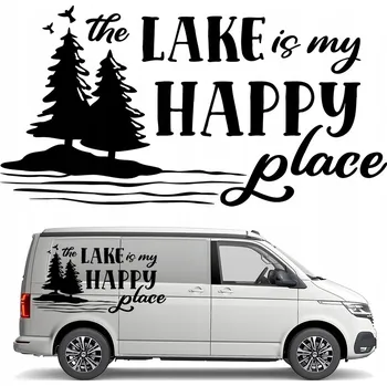 Samolepicí dekorace na vozidlo NÁLEPKA na auto Karavan Jezero Ostrov 70x135 cm