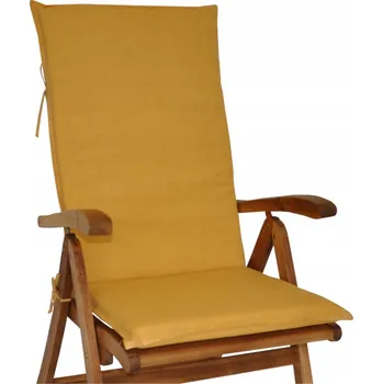 Podsedák Polštář na zahradní křeslo teak UNI vysoký - látka žlutý melír