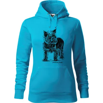 Dámská mikina Mikina - Jorkšírský teriér Barva: Modrá - tyrkysová (44), Velikost: S, Střih: Dámské