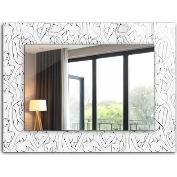 Zrcadlo Nástěnné zrcadlo s rámem z tvrzeného skla Ženské siluety skica 80x60 cm