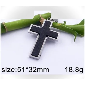 Přívěsek Kříž - 51x32mm - ocelový přívěsek v černém provedení