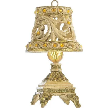 Vánoční ozdoba Zlatá vánoční ozdoba na stromeček LAMP 9 cm - sada 6 ks