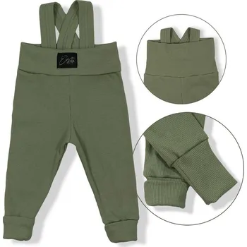 Dupačky Esito (ušito v ČR) Rostoucí žebrované tepláčky Esito s kšandami vel. 56/62-92/98 khaki