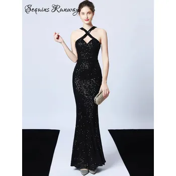 Dámské šaty Večerní šaty dlouhé Sequins SQ1236 Barva: Černá, Velikost: 2XL