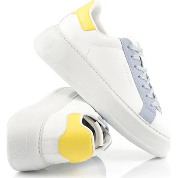 Dámské tenisky TENISKY WOOLRICH CHUNKY COURT WOMEN CALF - CAMOSCIO WHITE - LIGHT BLUE