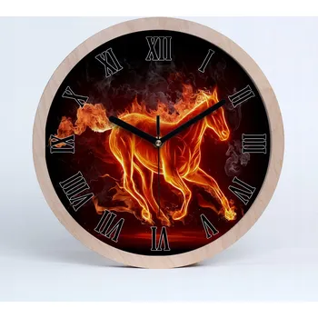 Hodiny Kuchyňské nástěnné hodiny kůň v plamenech průměr 20 cm