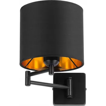 Nástěnné svítidlo Nastavitelná nástěnná lampa s černým stínidlem, hotelová